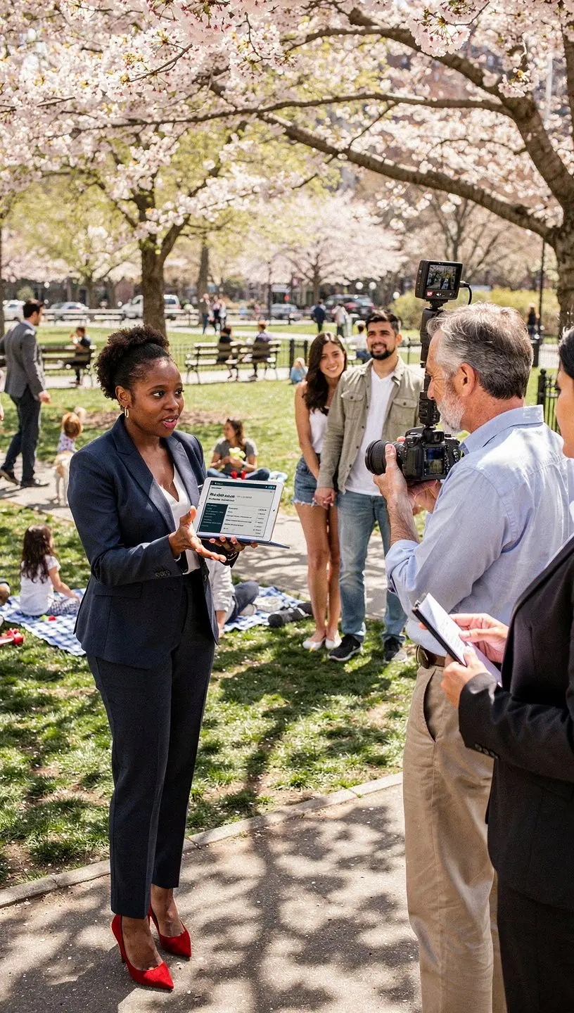 Widok z balkonu na pobliską stację metra i otaczające tereny zielone