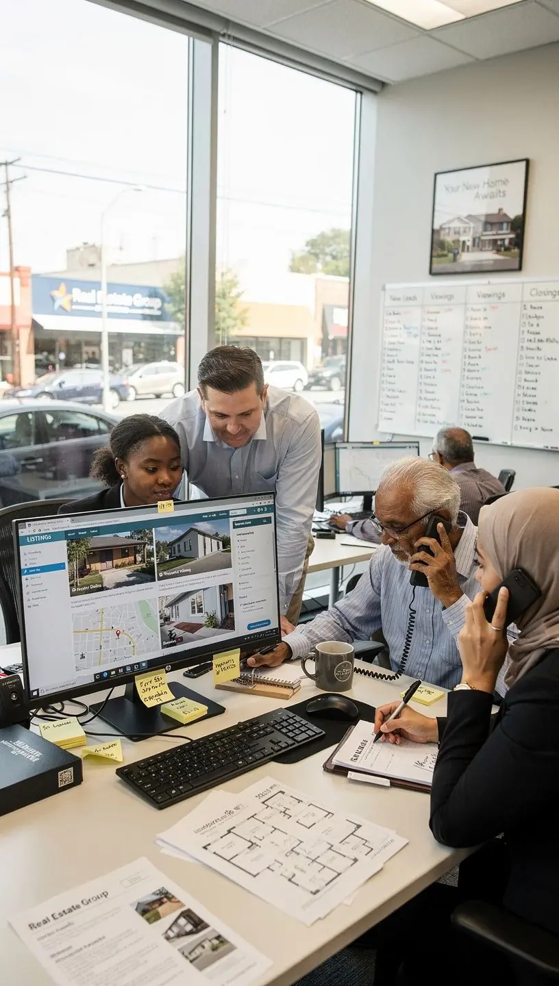 Zespół ekspertów oceniający lokalizację nieruchomości pod kątem dojazdu do pracy.