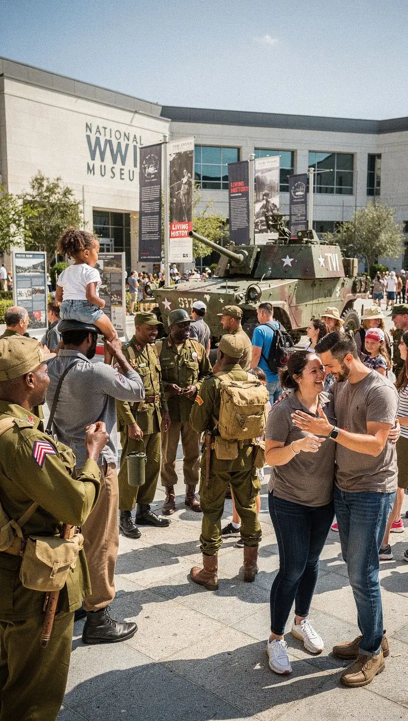 Grupa turystów zwiedzających interaktywną wystawę w muzeum.