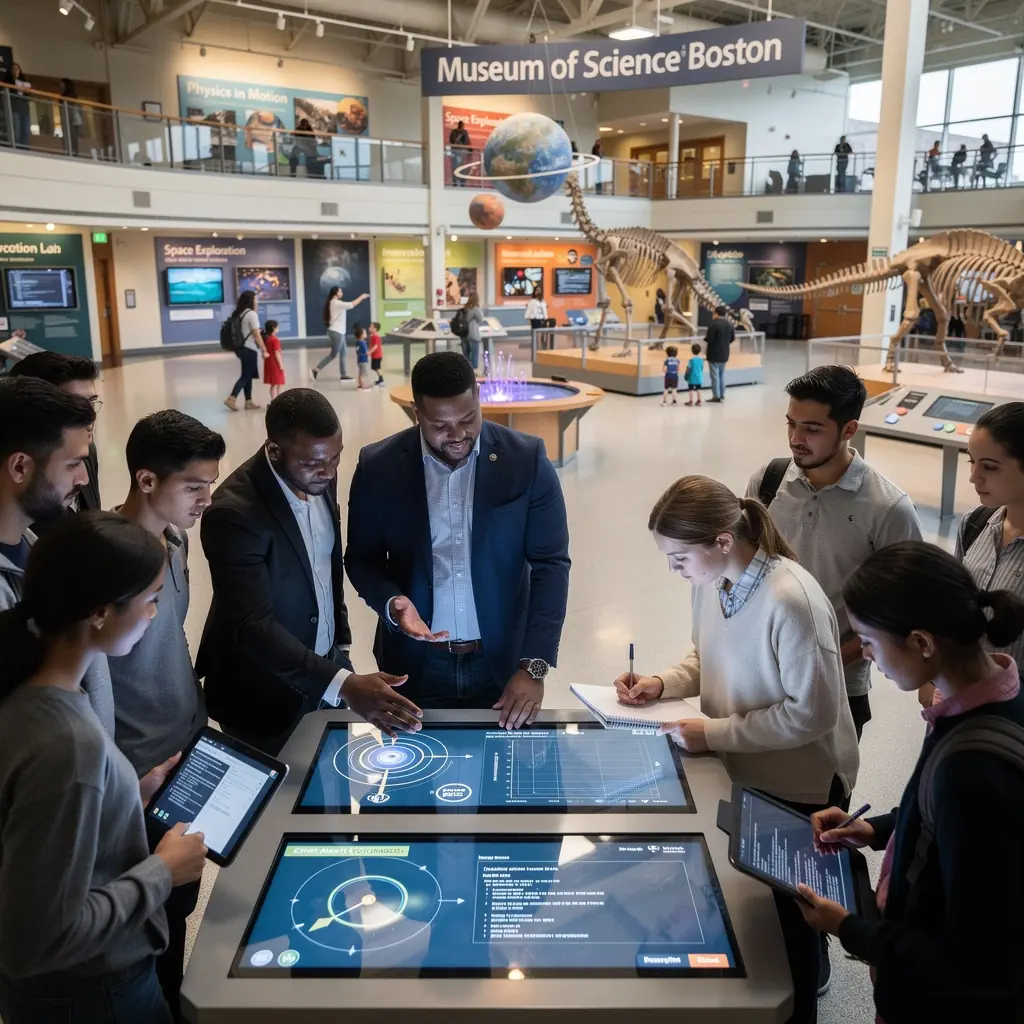 Tablica informacyjna z godzinami otwarcia muzeum i nadchodzącymi wydarzeniami.