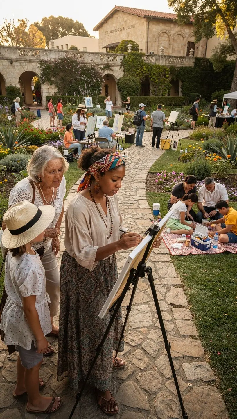 Plan wydarzeń w muzeum, informujący o nadchodzących wystawach i warsztatach.